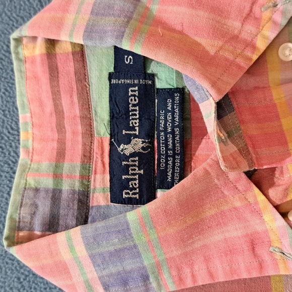 Men's Ralph Lauren Madras Plaid Short Sleeve Shirt, Size Small - Picture 2 of 4